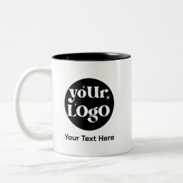 Caneca De Café Em Dois Tons Logotipo e texto minimalistas