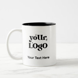 Caneca De Café Em Dois Tons Logotipo e texto minimalistas