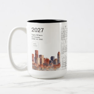 Caneca De Café Em Dois Tons Logotipo Empresarial da Silhueta de Denver 2027 Mi