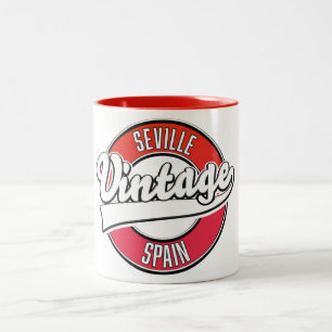 Caneca De Café Em Dois Tons logotipo estilo retrô Sevilha Espanha