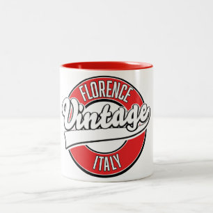 Caneca De Café Em Dois Tons logotipo estilo vintage florence itália