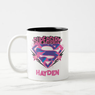 Caneca De Café Em Dois Tons Logotipo Grunge Rosa e Roxo da Supergirl