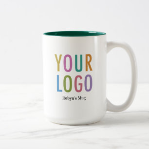 Caneca De Café Em Dois Tons Logotipo personalizado interno verde de 15 oz Mug