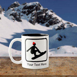 Caneca De Café Em Dois Tons Logotipo personalizável do Snowboarder