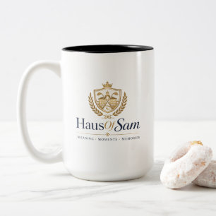 Caneca De Café Em Dois Tons Logotipo Personalizável e Código QR Soft Marfim Qu