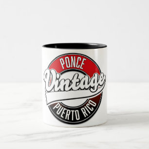 Caneca De Café Em Dois Tons logotipo vintage de Ponce Porto Rico