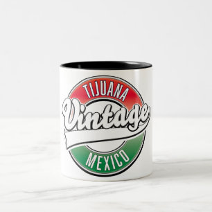 Caneca De Café Em Dois Tons Logotipo vintage de Tijuana México.