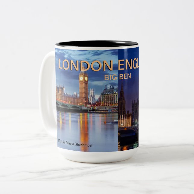 CANECA DE CAFÉ EM DOIS TONS LONDON ENGLAND POR MOJISOLA ADEOLA GBADAMOSI MUG (Frente Esquerda)