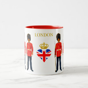 Caneca De Café Em Dois Tons Londres, Inglaterra Coroa Coração & Beefeaters