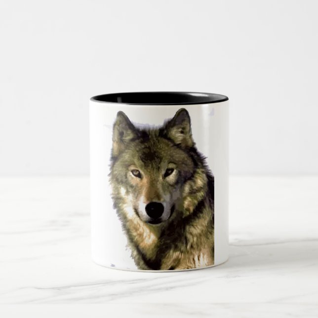 Caneca De Café Em Dois Tons Lone Cinza Wolf Look - Liderança Motivacional (Centro)
