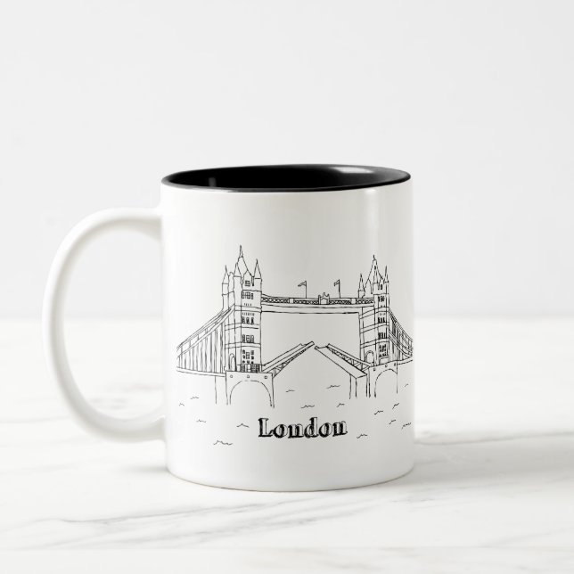 Caneca De Café Em Dois Tons Longe Bridges Férias Desenhando Trave de Arte Féri (Esquerda)