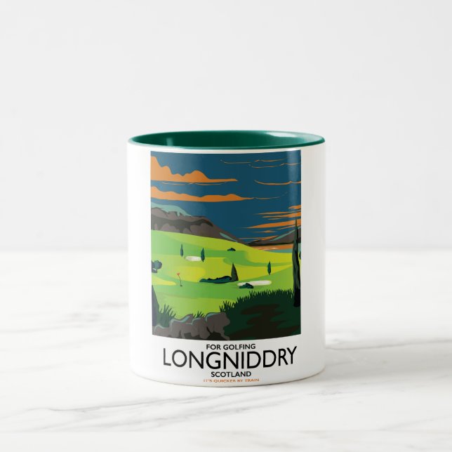Caneca De Café Em Dois Tons longniddry Escócia pôster de viagem de golfe (Centro)