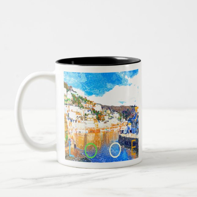 Caneca De Café Em Dois Tons Looe - Cornwall UK (Esquerda)