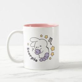 Caneca De Café Em Dois Tons Loppitokki Bunny Abraçando Scorpio Zodiac Magic I