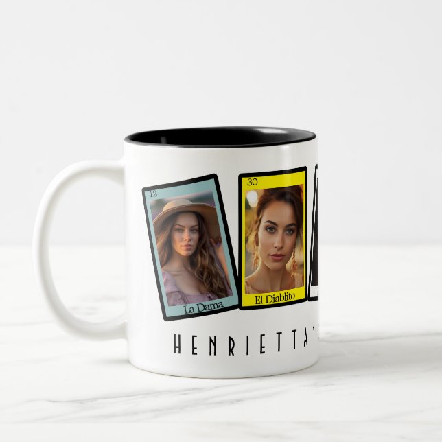 Caneca De Café Em Dois Tons Loteria Mexicana Cartão Fiesta Bachelorette (Esquerda)