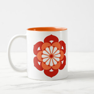 Caneca De Café Em Dois Tons Lotus Flower Mandala, Mandarin Orange