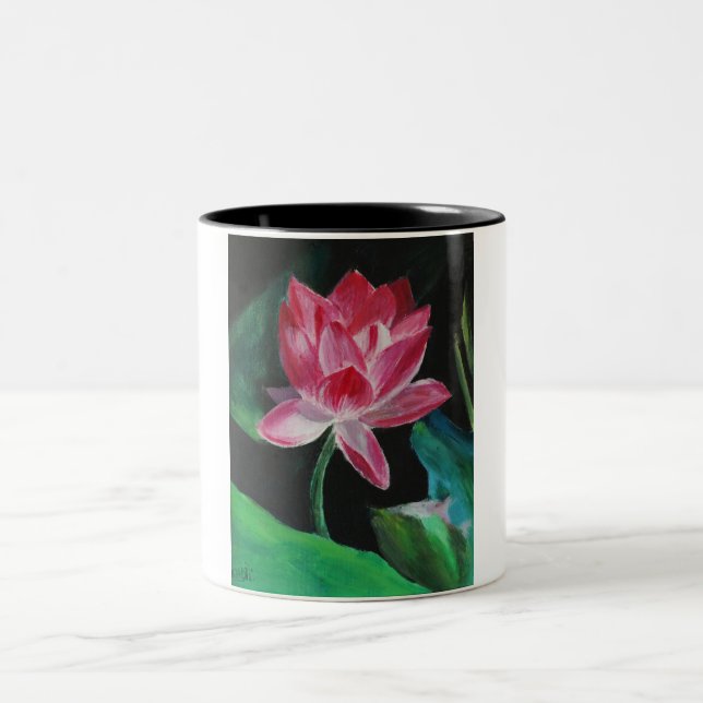Caneca De Café Em Dois Tons Lotus pintando Mug (Centro)