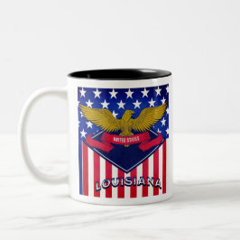 Caneca De Café Em Dois Tons Louisiana USA Flag