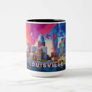 Caneca De Café Em Dois Tons Louisville Skyline Abstrato Art
