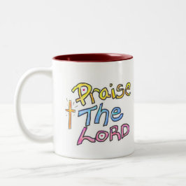 Caneca De Café Em Dois Tons "Louvando o LORD", citação cristã Arte colorida