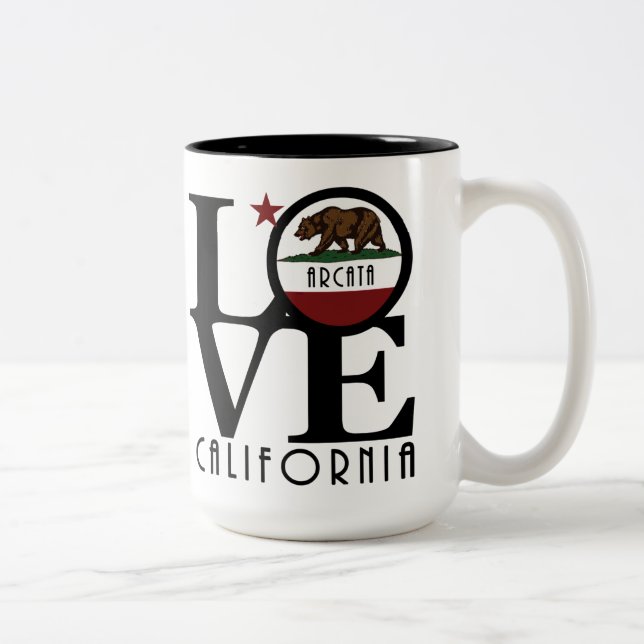 Caneca De Café Em Dois Tons LOVE Arcata California 15oz (Direita)