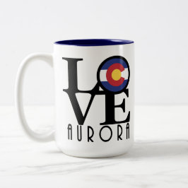Caneca De Café Em Dois Tons LOVE Aurora Colorado 15oz