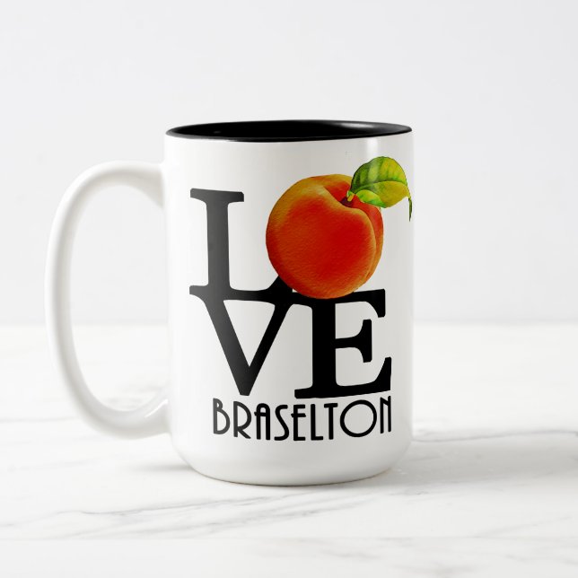 Caneca De Café Em Dois Tons LOVE Braselton Georgia 15oz (Esquerda)