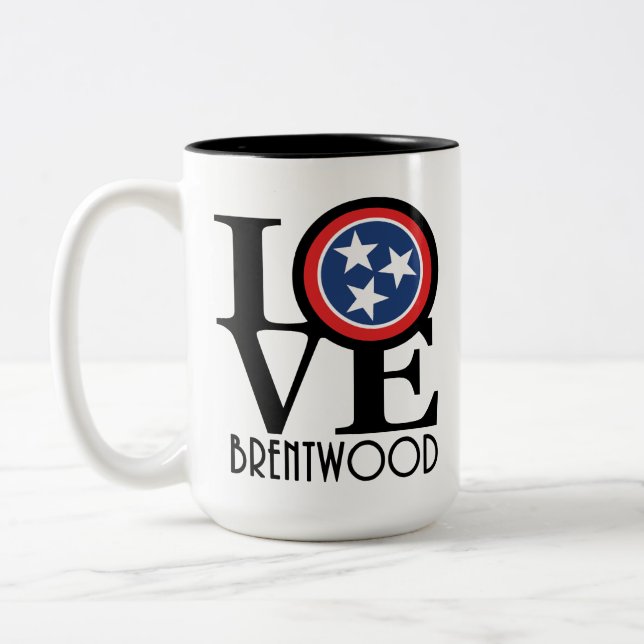 Caneca De Café Em Dois Tons LOVE Brentwood Tennessee 15oz (Esquerda)