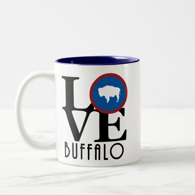 Caneca De Café Em Dois Tons LOVE Buffalo Wyoming 11oz (Esquerda)