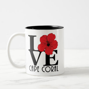 Caneca De Café Em Dois Tons LOVE Cape Coral 11oz Red Hibiscus
