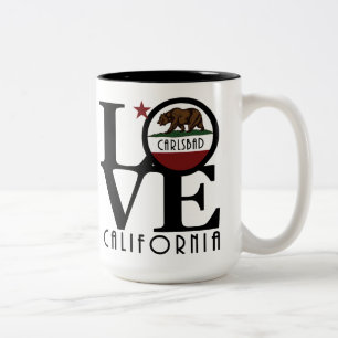 Caneca De Café Em Dois Tons LOVE Carlsbad California 15oz