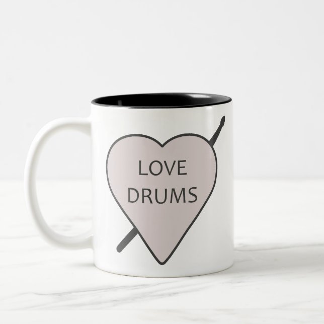 Caneca De Café Em Dois Tons Love Drums Mug (Esquerda)