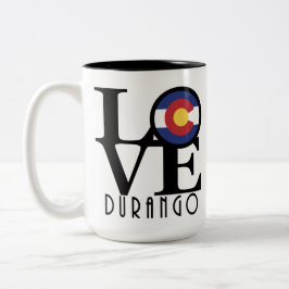 Caneca De Café Em Dois Tons LOVE Durango Colorado 15oz