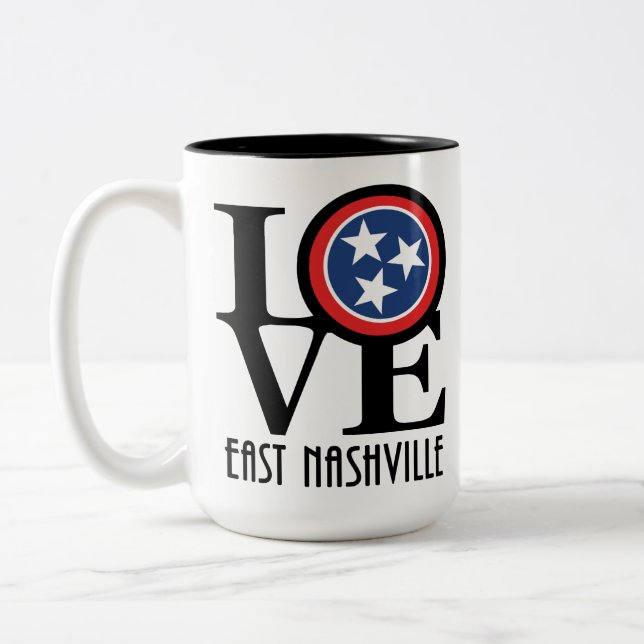 Caneca De Café Em Dois Tons LOVE East Nashville 15oz (Esquerda)