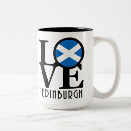 Caneca De Café Em Dois Tons LOVE Edinburgh Scotland 15oz