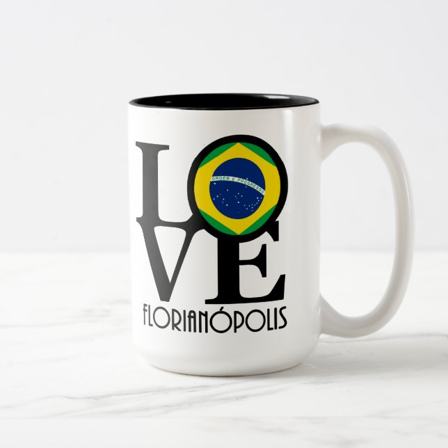 Caneca De Café Em Dois Tons LOVE Florianópolis (Direita)