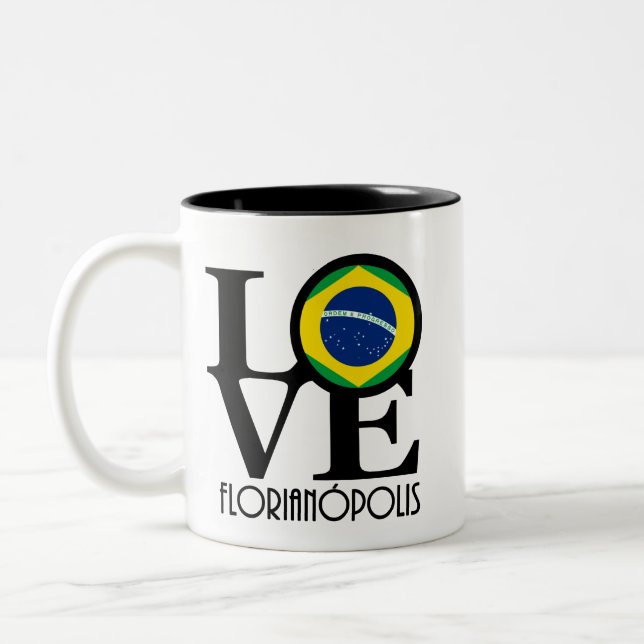 Caneca De Café Em Dois Tons LOVE Florianópolis 11oz (Esquerda)