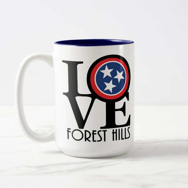 Caneca De Café Em Dois Tons LOVE Forest Colinas 15oz (Esquerda)