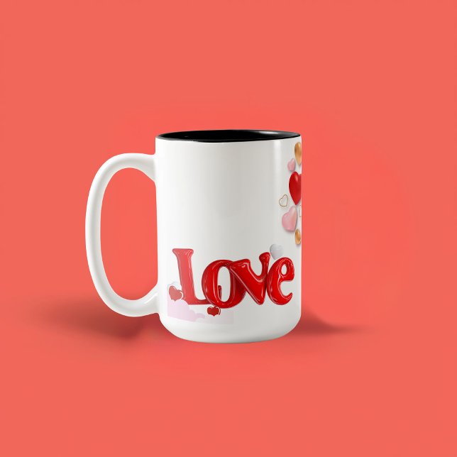Caneca De Café Em Dois Tons Love & Hearts Personalizado  (Criador carregado)