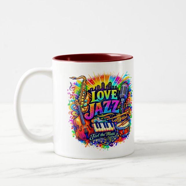 Caneca De Café Em Dois Tons Love Jazz - feel the music (Esquerda)