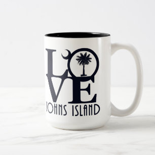 Caneca De Café Em Dois Tons LOVE Johns Island SC 15oz