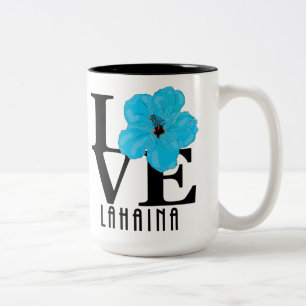 Caneca De Café Em Dois Tons LOVE Lahaina Blue Hibiscus 15oz