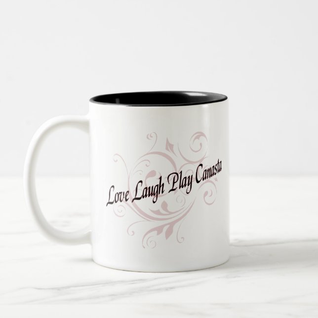 Caneca De Café Em Dois Tons Love Laugh Play Canasta Red (Esquerda)