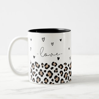 Caneca De Café Em Dois Tons Love Leopardenmuster Tasse mit Herzen 