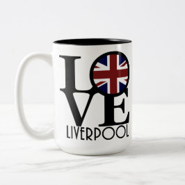 Caneca De Café Em Dois Tons LOVE Liverpool England (UK Flag) 15oz