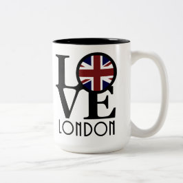 Caneca De Café Em Dois Tons LOVE London 15oz (bandeira do Reino Unido)