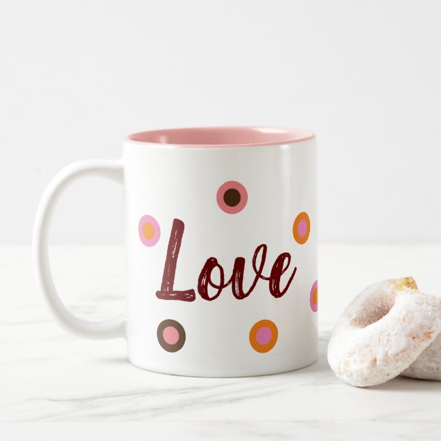 Caneca De Café Em Dois Tons Love, Love (Com Donut)