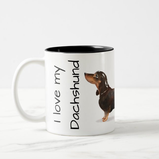 Caneca De Café Em Dois Tons Love My Dachshund Mug (Esquerda)