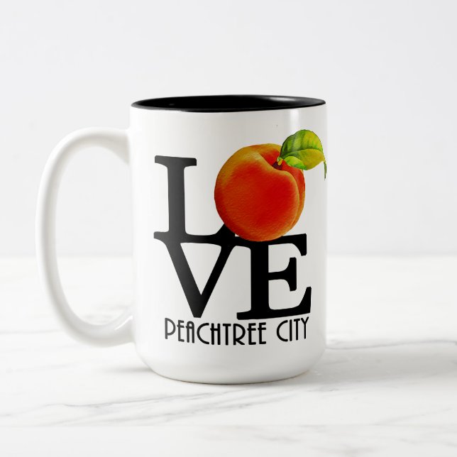 Caneca De Café Em Dois Tons LOVE Peachtree City Georgia 15oz (Esquerda)