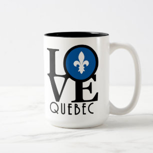 Caneca De Café Em Dois Tons LOVE Quebec 15oz